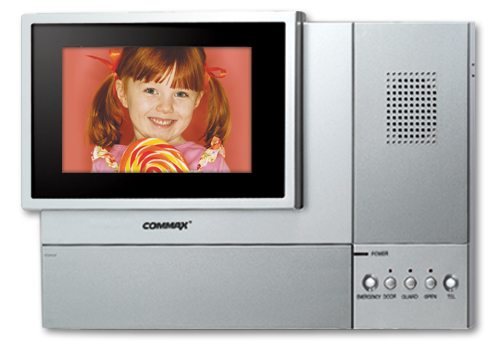 COMMAX CAV-702IM (Серебро) Монитор цветного видеодомофона, NTSC, LCD 7.0", без трубки (Hands Free), встроенная память на 128 кадров,тлф.тастатура, подключение к телефонной сети, охранные функции: вторжения, утечки газа, пожар